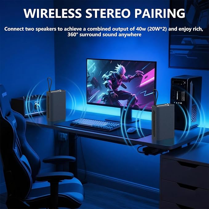 BYANDBY Speaker, Portable Wireless Bluetooth Speakers, Wireless Stereo Pairing, 10W Stereo Sound, BT 5.3, Bassup, Electronics for Home, Shower, Outdoors, Travel(1PCS, Blue)