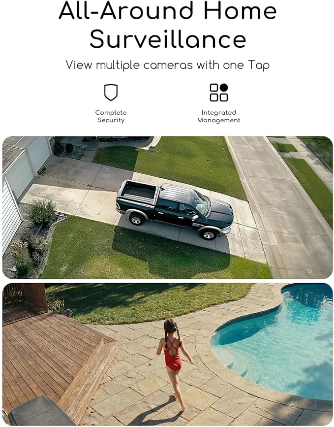 COOAU 4MP Security Cameras Wireless Outdoor Included 64GB Memory Card, No Subscription, Faster Charging Solar Powered, Cameras for Home Security Surveillance System for Wide-Area Whole-House Coverage