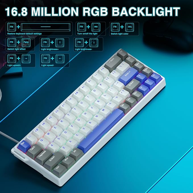 AULA WIN68 HE MAX - Hall Effect Gaming Keyboard with Magnetic Switch, Adjustable Actuation Fast Trigger Mode, 8KHz Polling Rate, RGB Backlit Wired Mechanical Gaming Keyboard 60 Percent Compact Design