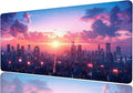 Cyber Desk Mat Neon Light Retro Futuristic Gaming Mouse Pad Mat with Stitched Edge Non-Slip Base Big Mouse Pad Designed for Laptop, Monitor, and Typing Comfort 31.5x11.8 Inch