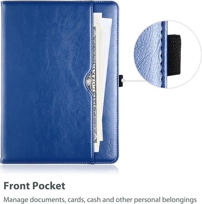ProCase for iPad 9th/ 8th/ 7th Generation Case 10.2 Inch 2021/2020/2019, iPad 10.2 PU Leather Case Business Stand Cover Smart Folio with Hand Strap Front Pocket Pen Loop -Navy