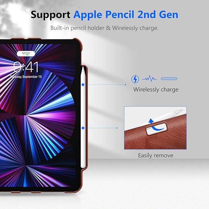 Fintie Rotating Case for iPad Pro 11-inch (4th / 3rd Generation) 2022/2021-360 Degree Swiveling Stand Cover w/Pencil Holder, Auto Sleep/Wake, Also Fit iPad Pro 11" 2nd/1st Gen, Vintage Brown