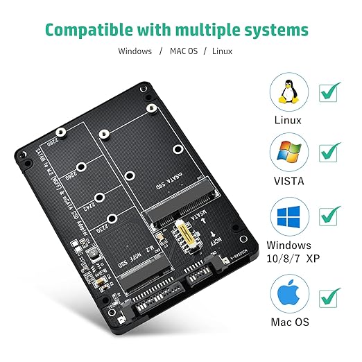 ELUTENG M.2 to SATA Adapter - 2 in 1 Converter for MSATA/M.2 NGFF SSD to 2.5" SATA III, Supports B&M Key, Not for M Key
