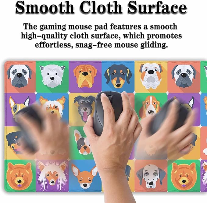 Gaming Pad Long Mousepad, Extra Large Mouse Pads Desk Mouse Pad, Mouse Pad Big Non-Slip Rubber Base Waterproof with Stitched Edges, 35.4 X 15.7 inch for Work/Game/Office/Home Portrait Puppy