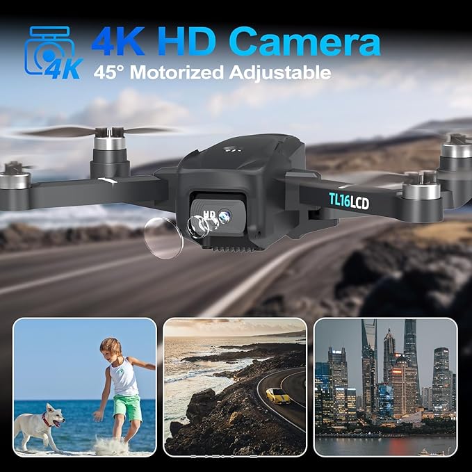 Drones with Camera for Adults 4K, GPS Drone with 4.5” LCD Screen Controller Follow Me Auto Return 5G Long Range Transmission Foldable FPV Drone for Beginners Under 249g