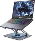 Leeboom Adjustable Laptop Stand for Desk, Ergonomic Height Adjustable Riser, 360° Rotating & Foldable, Ventilated Cooling, Fits Up to 17.3” Laptops (Including Gaming Laptops), Dark Silver
