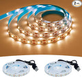 USB LED Strip Light Warm White 3000K 5V USB Powered 13.12ft/4M 240LEDs Flexible SMD2835 High Brightness No-Waterproof IP20 LED Tape Lights(2pcs x 6.6ft)