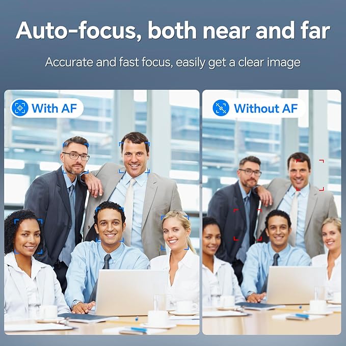 4K Webcam for PC with Dual Microphones, Autofocus USB Camera with Privacy Cover and Auto Light Correction, Plug and Play for Laptop, Mac, Zoom, Teams, Video Calls and Streaming