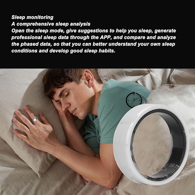 Yoidesu Smart Health Ring for Women & Men, IP68 Wearable Fitness Ring Rechargeable with Sleep Monitoring Step Counting Camera Control Heart Rate (9)