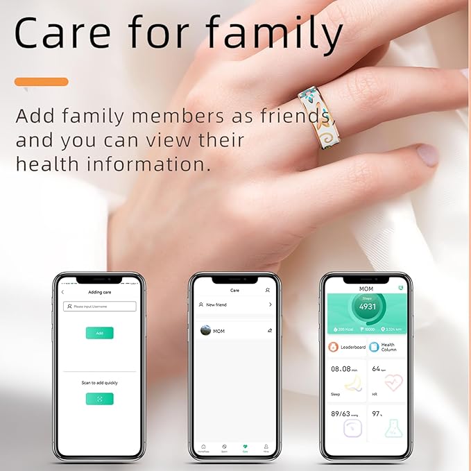 Yihou Smart Ring for Women Health Ring Fitness Ring with Enamel Fitness Tracker with Heart Rate Monitoring Sleep Monitor Distance Pedometer Calorie No Subscription Fee for Android iOS 6#