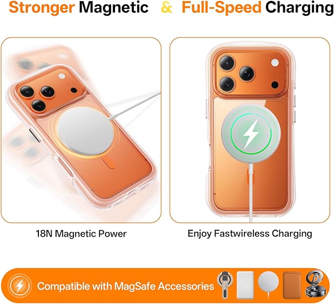 3-in-1 Air for iPhone 17 Pro Max Case with Screen Protector & Camera Lens Protector,[Fits MagSafe][Military-Grade Protection] [4-Side Built-in Airbag] Shockproof Case for 17 Pro Max (Clear-White)