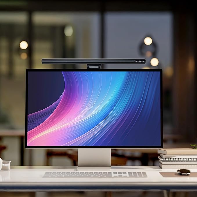 Quantum LED Computer Monitor Lamp Screen Light Bar in Black with 6ft USB-A Plug-in Cord, Dimmable and 5-CCT Selectable Touch Controls
