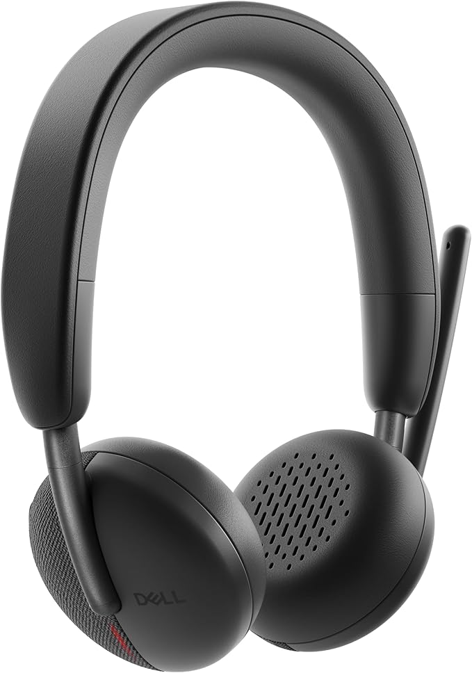 Dell WL3024 Wireless Headset - Leatherette Headband, Built-in AI-Based Noise Cancellation Microphone, Boom mic - Black