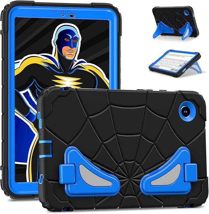 AKABEILA Compatible with Samsung Galaxy Tab A11+ 2025 11 inch Tablet Case，Lightweight Shockproof Rugged Protective Cover with Kickstand for Kids Children Boys Babies Black Blue