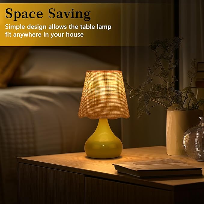 Ziqqeelam Cordless Table Lamp Rechargeable, Green Mini Cute Table Lamp for Nightstand, Battery Operated Small Table Lamp for Small Spaces for Kitchen Counter, Bookshelf, Bedside, Bedroom, Living Room