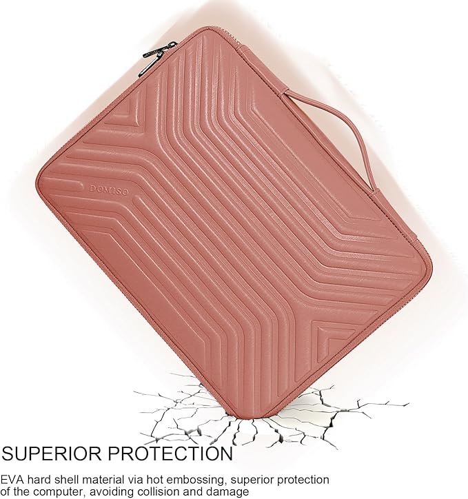 DOMISO 13.3 Inch Shockproof Waterproof Laptop Sleeve with Handle Lightweight Soft EVA Tablet Case Compatible for 13-13.3 Inch Laptops/Tablets/Dell Inspiron 13 XPS 13 / Acer/HP, Pink