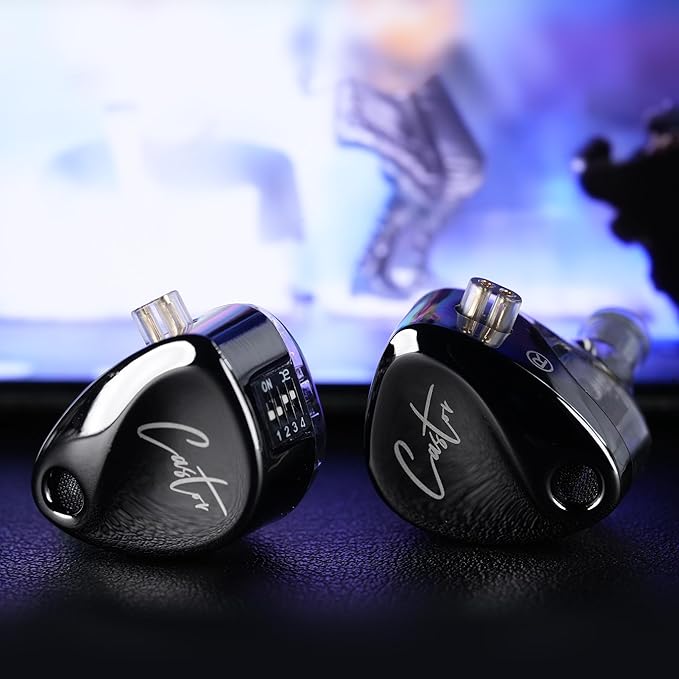 KZ Castor in Ear Monitors Headphones Bass Wired Earphones 2 Dynamic High-end Tunable Balanced Armature Headphones IEM Earphones HiFi Super Bass Earbuds for Singer Musicians Drummer(Black, with Mic)