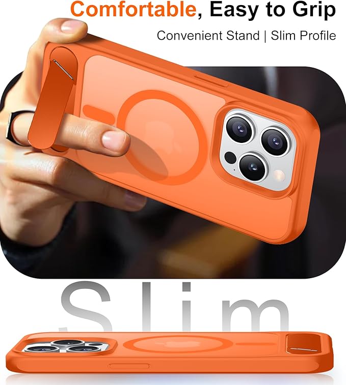 Magnetic Compatible with iPhone 15 Pro Case, [Built-in Invisible Kickstand][Compatible with MagSafe][Military Grade Shockproof] Slim Translucent Matte Phone Case for iPhone 15 Pro 6.1"