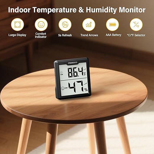 3 Pieces Digital Hygrometer Indoor Thermometer Humidity Meter with Accurate Temperature and Humidity Monitor for House, Baby Room, Office, Greenhouse, Cellar (Black)