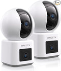ARCCTV 2-Pack Dual Lens Indoor Security Camera, 2.5K WiFi 6 Pet Camera for Home Security System, 4-View Whole Home Coverage, 360° AI Tracking, 5GHz/2.4GHz Dog Camera, Night Vision, Phone App