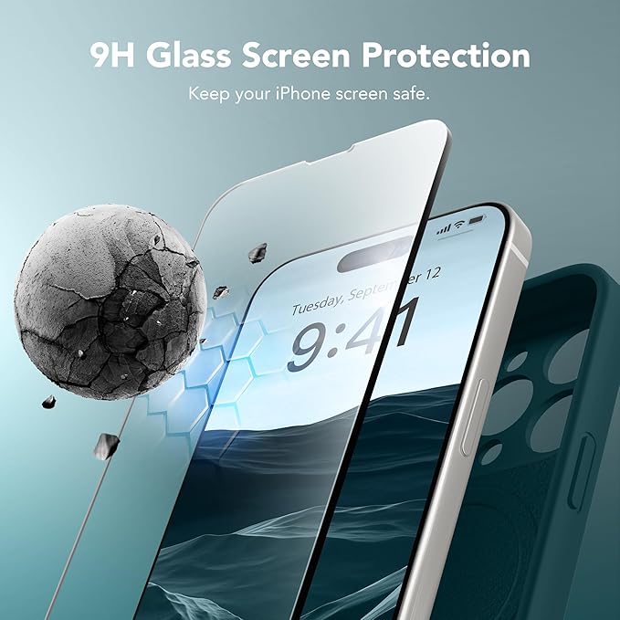 Magnetic for iPhone 15 Pro Max Case, Compatible with MagSafe, [Full Camera Protection][Screen Protector] Silicone Shockproof Protective Phone Case for iPhone 15 Pro Max 6.7", Deep Blue