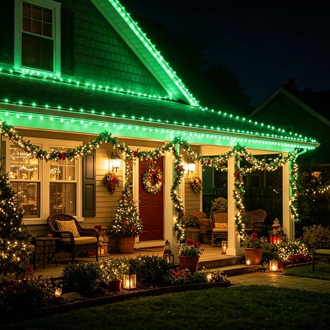 LED Rope Lights, 16.4 Feet Green Flat Flexible Strip Light, Plug in Novelty Lighting, Connectable and Waterproof for Home Christmas Holiday Garden Patio Party Decoration