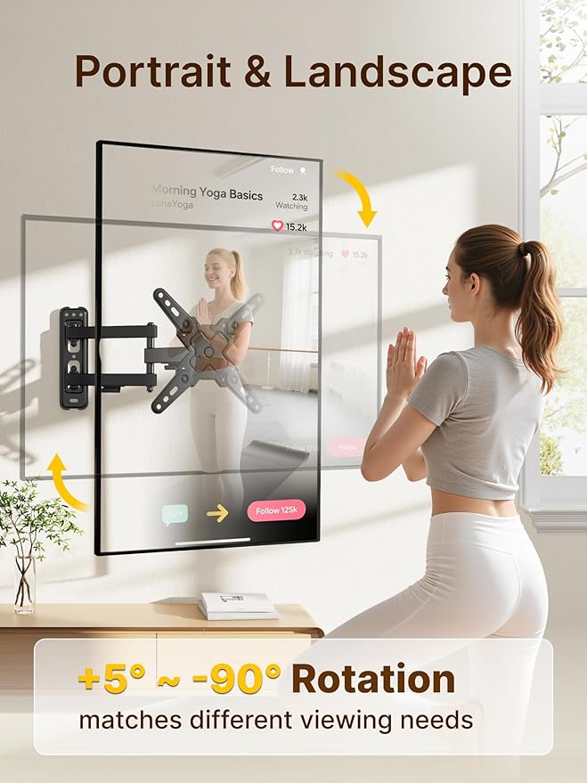 monTEK Full Motion TV Wall Mount Bracket for Most 13-43 Inch LED LCD Flat Screen TVs & Monitors, Swivel Tilt Extension Rotation with Articulating Arms, TV Mount Max VESA 200x200mm, up to 44lbs