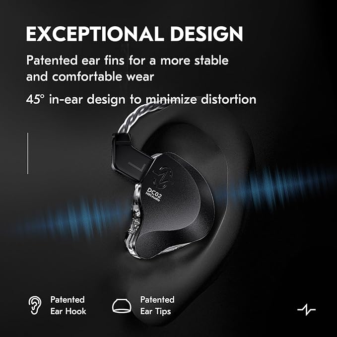 CCZ DC02 USB C Earbuds Wired with Microphone, Dual Magnetic Circuit DD IEM Earbuds,in Ear Type C Headphones with mic, Powerful Bass, Lightweight, Type-C Wired Earphones with Tangle-Free Flat Cable