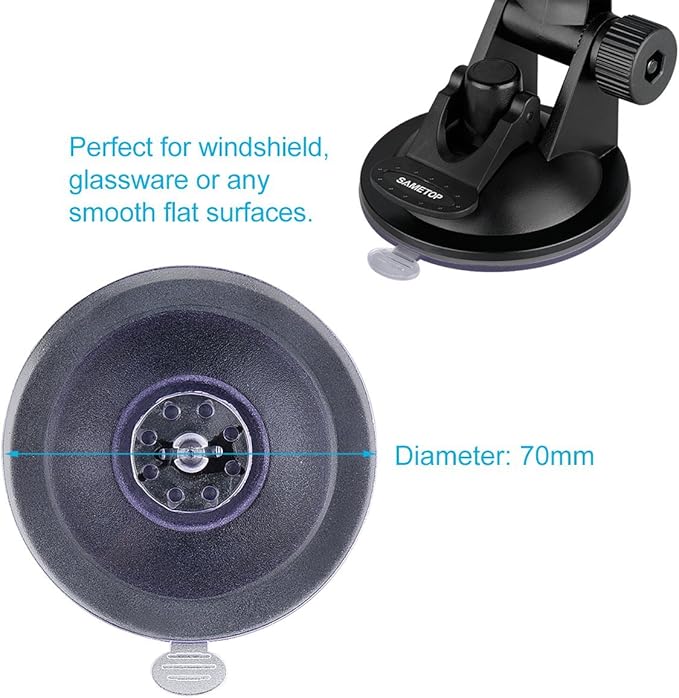 Suction Cup Mount Compatible with Gopro Hero 13, 12, 11, 10, 9, 8, 7, 6, 5, 4, Session, 3+, 3, 2, 1, Hero (2018), Max, Fusion, DJI Osmo Action Cameras; Perfect for Car Windshield and Window