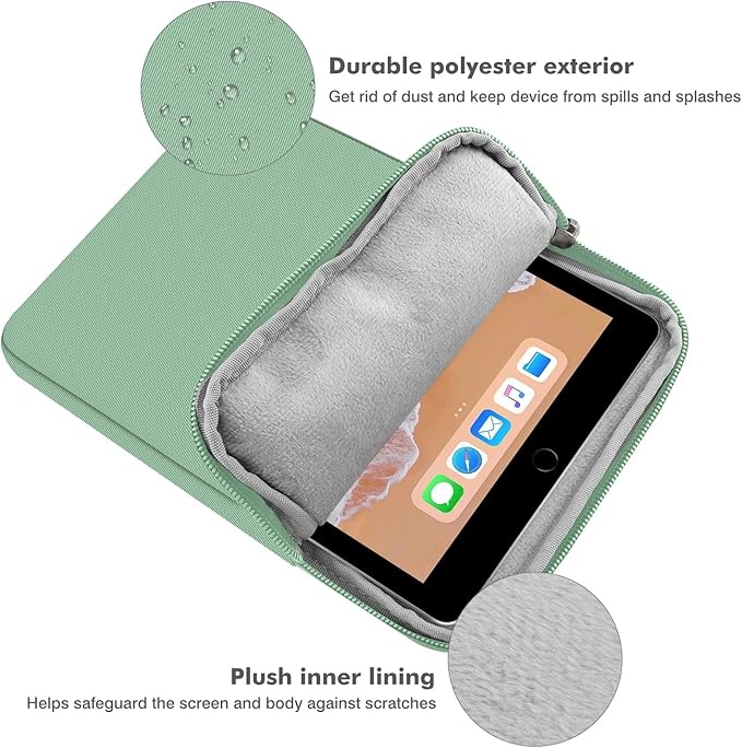 MoKo 9-11 Inch Tablet Sleeve Bag Carrying Case Fits New 11inch iPad Air M4, iPad A16 2025, iPad Pro 11 M4, Air 5/4/3, iPad 10/9/8th Gen, Tab S8/S9 11", Tablet Carrying Case, Bodhi Green