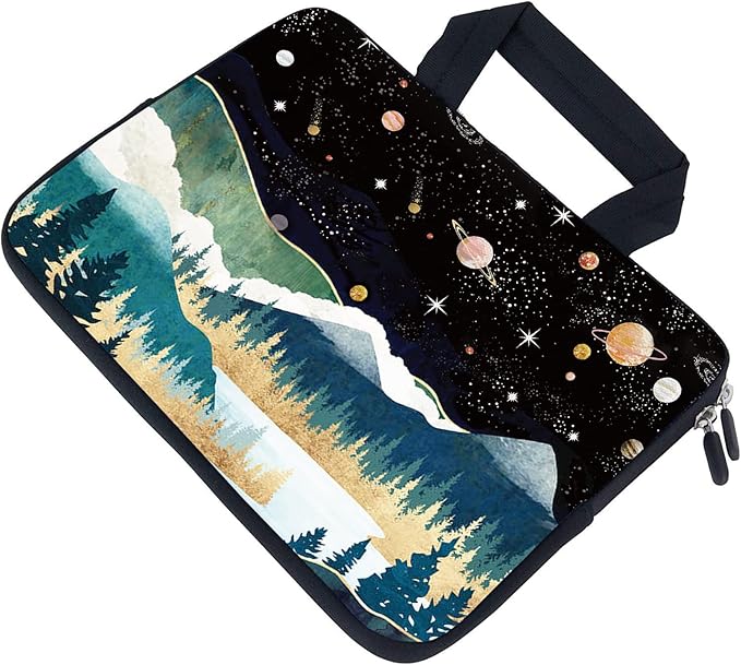 AMARY Laptop Sleeves 11.6" 12" Laptop Handle Bag Neoprene Notebook Carrying Pouch Chromebook Sleeves case Ultrabook Case Tablet Cover Fit Apple MacBook Air HP DELL Lenovo Asus (Mountains Galaxy)