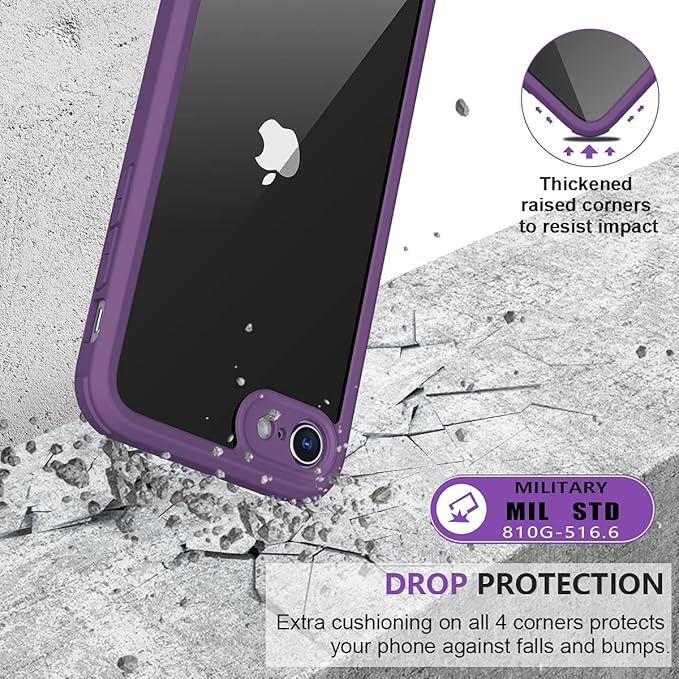 Miracase Crossbody Phone Lanyard Cases, Clip and Go Strap for iPhone SE, Adjustable Crossbody Cell Belt with Zippered Pouch, Neck Shoulder Cell Lanyard for Women, Purple