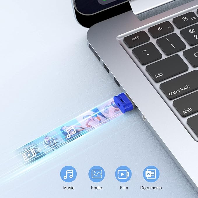 K&ZZ 64GB 5 Pack USB Flash Drives with Lanyard 64G Small USB Drive Ultra Fit Flash Drives Mini Thumb Drive 64 GB Micro USB 2.0 Pen Drive, Blue