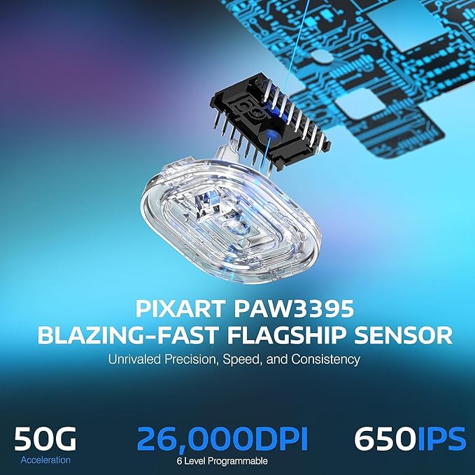 MANBASNAKE Attack Shark X3 Wireless Gaming Mouse, 49g Lightweight Triple Mode Ergonomic Computer Mouse, PAW3395 26K DPI Sensor, 200h Battery Life, Griptape Programmable Buttons for PC/Laptop/Mac/Win