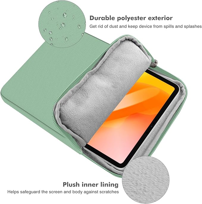 MoKo 13 Inch Tablet Sleeve Fits New 13inch iPad Air M4 2026, iPad Pro M5/M4/Air M3/M2 13", iPadPro 12.9", Galaxy Tab S8+/S9+ 12.4", Polyester Bag Fit with Apple Pencil or Smart Keyboard, Bodhi Green