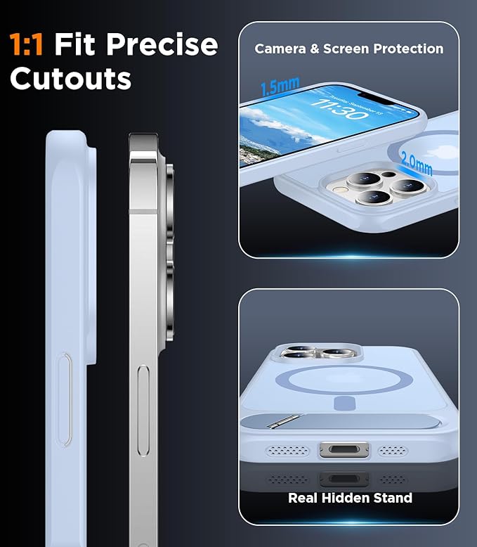 Magnetic Compatible with iPhone 13 Pro Max Case, [Built-in Invisible Kickstand][Compatible with MagSafe] [Military Grade Shockproof] Slim Translucent Matte Phone Case for iPhone 13 Pro Max 6.7"