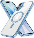 Hython Magnetic Clear for iPhone 17 Case with Camera Lens Protector [Compatible with MagSafe] Luxury Plating Edge Slim Soft TPU Cover Protective Phone Case for iPhone 17 6.3", Matte Light Blue