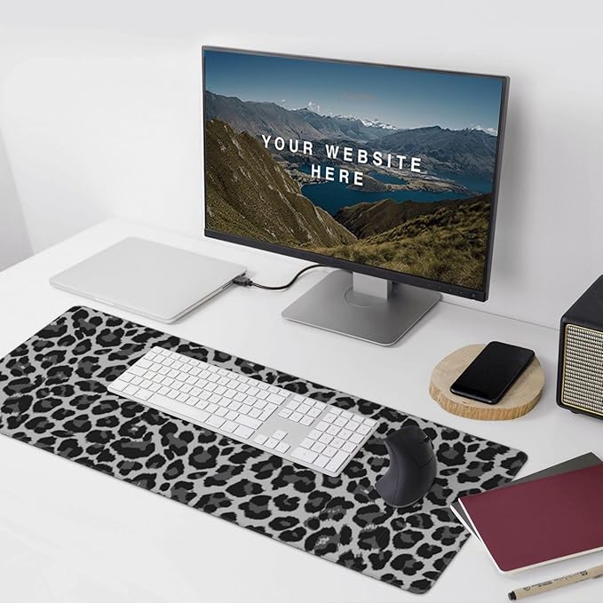 Leopard Skin Pattern Mouse Pads XXL Extended Mousepad with Stitched Edges Non-Slip Rubber Base Computer Keyboard Pad Desk Mat for Home Office Desk Decor, 35.4" X 15.7"