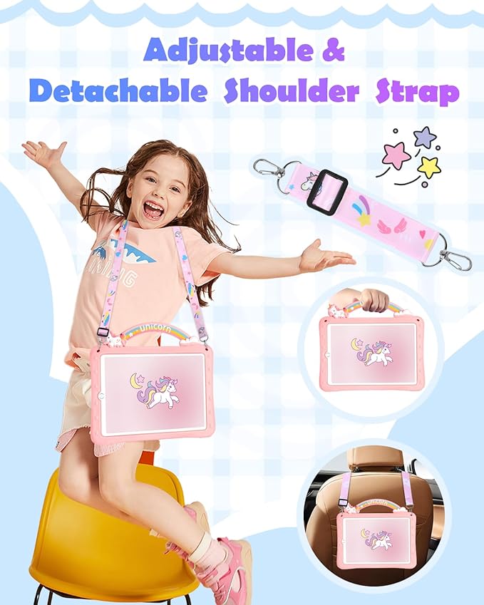 Wazzasoft for Samsung Galaxy Tab S6 lite Case 10.4" - Girls Cute Women Cartoon Kawaii 3D Design Cover with Rotating Stand & Strap Unique Girly Teens Funda for Samsung Tab S6 lite Case (2022/2020)