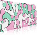 Pink Green Mouse Pad Anime Cool Geometric Japanese Extended Desk Mat 90X40 CM Non-Slip Rubber Base Stitched Edge Large XXL Mousepad for Gaming Laptop Computer Desktop 35.4×15.7 Inch