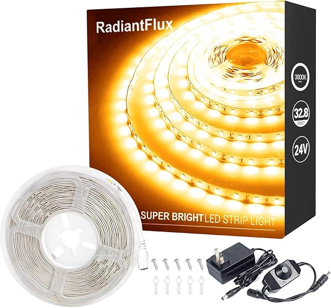 32.8ft Warm White Led Strip Lights for Living Room, Home Decor, 600 Leds, Dimmable, Super Bright Flexible LED Light Strips for Bedroom, Kitchen, Vanity Mirror, House Warming Gifts New Home