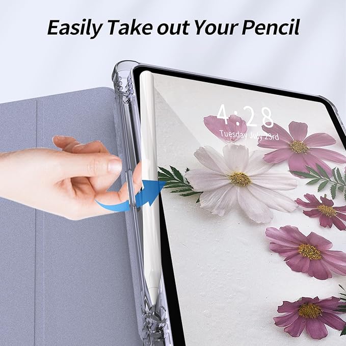 Kenke New iPad Pro 11 Inch Case 4th/3rd/2nd/1st Generation 2022/2021/2020/2018 Support 2nd Pencil Charge with Built-in Left Side Pencil Holder, Hard Frosted Back Cover & Colored Edge (Purple)