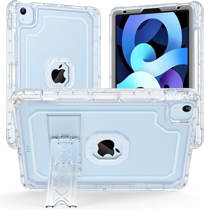 ZoneFoker Case for iPad Air 5th/ 4th Generation Case (2022/2020) 10.9'', for iPad Pro 11 Inch (4th/3rd/2nd/1st Gen), Hard Sturdy Slim Cover for iPad Air 5 4 th with Pencil Holder/Stand, Clear