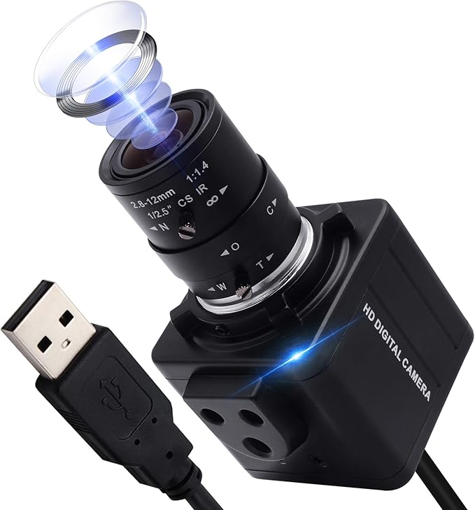 USB Camera 4K Ultra HD Mini Webcam with 2.8-12mm Optical Zoom Lens Camera High Speed USB2.0 30FPS Web Camera for Mac,Window,Linux,Android