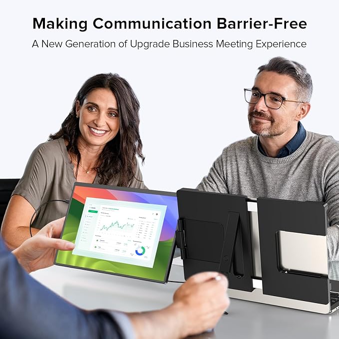 UPERFECT Laptop Screen Extender, 2K 14" 360°Unique Swivel Hinge w/ 180° Automatic Rotation, 2240x1400 QHD IPS Portable Monitor for 14"-17'' Laptops, Plug & Play with Mac, Wins, Dex (Only one Screen)