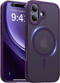 Magnetic for iPhone 17 Case,[Anti-Slip][Compatible with MagSafe][Military Grade Drop Protection] Shockproof Protective Translucent Matte Phone Case for iPhone 17 Case,Deep Purple
