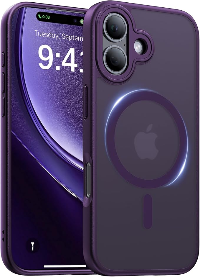Magnetic for iPhone 17 Case,[Anti-Slip][Compatible with MagSafe][Military Grade Drop Protection] Shockproof Protective Translucent Matte Phone Case for iPhone 17 Case,Deep Purple