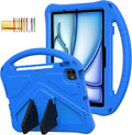 Kids Case for iPad Pro 11-inch (M5) 2025/(M4) 2024, Air 11" 2026 M4/M3/M2 Case with Pencil Holder, Techcircle Lightweight Shockproof EVA Foam Handle Stand Anti-Slip Grip Rugged Cover, Blue