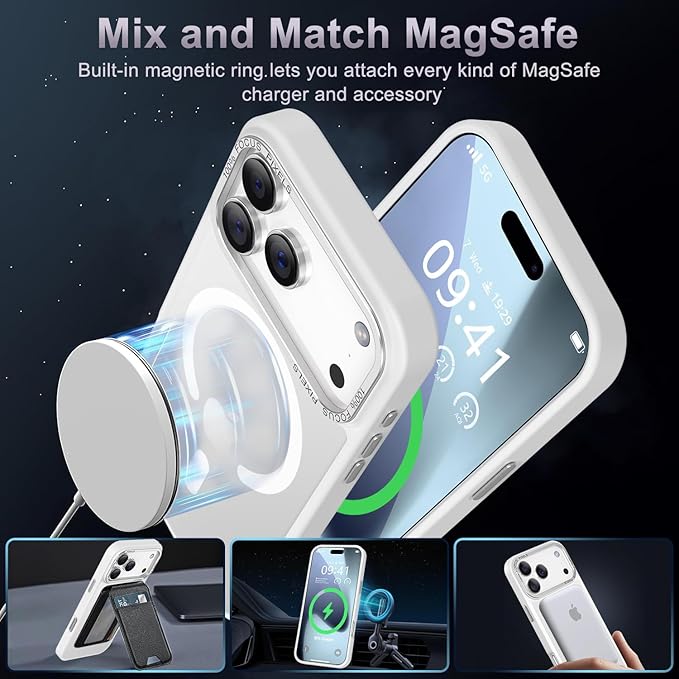 Newfuture Magnetic for iPhone 17 Pro Max Case [Compatible with Magsafe] [Military Grade Drop Protection] Translucent Matte Anti-Scratch Shockproof Protective Phone Cover 6.9 Inch, Frosted White