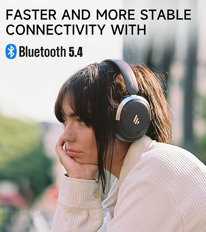 Atom Max Hybrid Active Noise Cancelling Over-Ear Headphones - Hi-Res Audio with Microphone, Volume Control, 45H Playtime, Fast Charging, Bluetooth 5.4, App Customization, Foldable Headset, Black